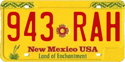 NM license plate 943RAH