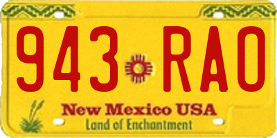 NM license plate 943RAO