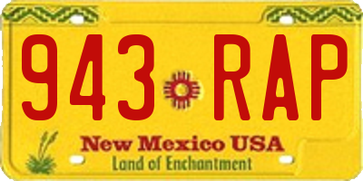 NM license plate 943RAP