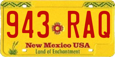 NM license plate 943RAQ