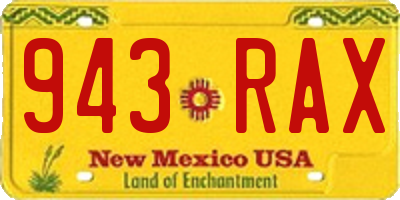 NM license plate 943RAX