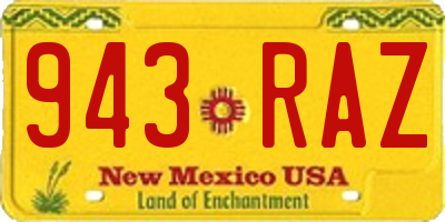 NM license plate 943RAZ