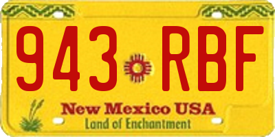 NM license plate 943RBF