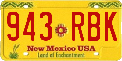 NM license plate 943RBK
