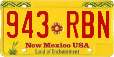 NM license plate 943RBN