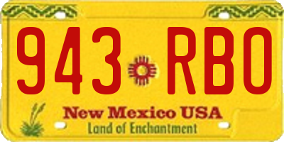 NM license plate 943RBO