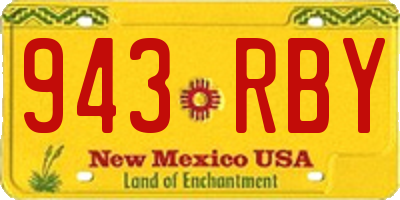 NM license plate 943RBY