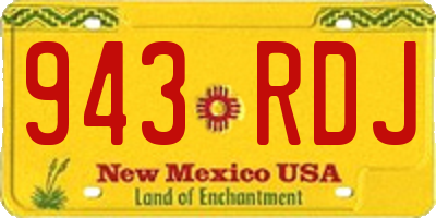 NM license plate 943RDJ