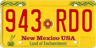 NM license plate 943RDO