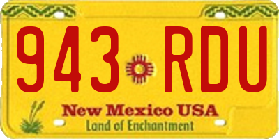 NM license plate 943RDU