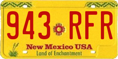 NM license plate 943RFR