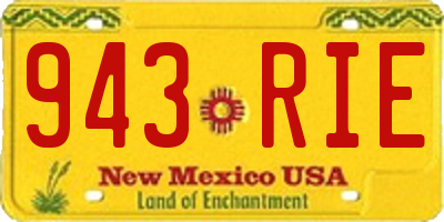 NM license plate 943RIE