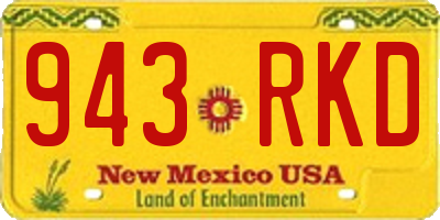 NM license plate 943RKD