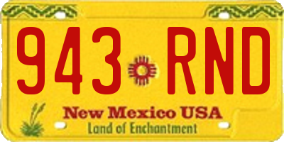 NM license plate 943RND