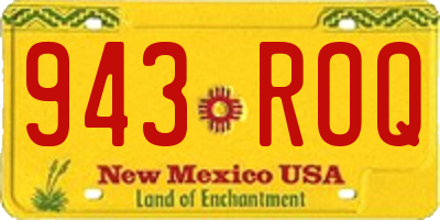 NM license plate 943ROQ