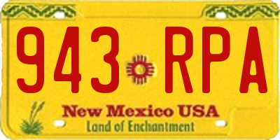 NM license plate 943RPA