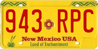NM license plate 943RPC