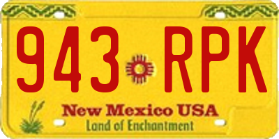 NM license plate 943RPK