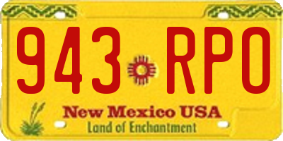 NM license plate 943RPO