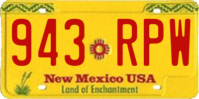 NM license plate 943RPW