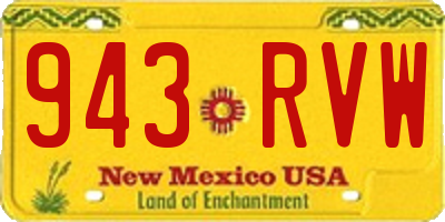 NM license plate 943RVW
