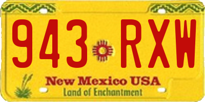NM license plate 943RXW