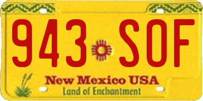 NM license plate 943SOF