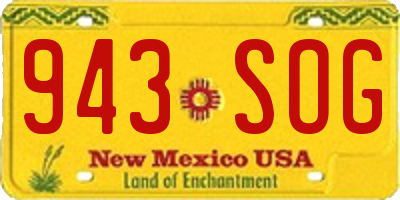 NM license plate 943SOG