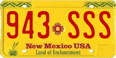NM license plate 943SSS