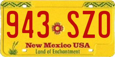 NM license plate 943SZO