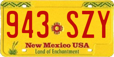 NM license plate 943SZY
