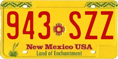 NM license plate 943SZZ