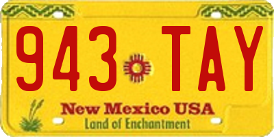 NM license plate 943TAY