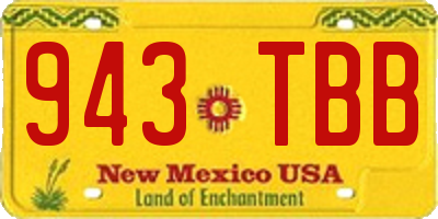 NM license plate 943TBB