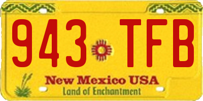 NM license plate 943TFB
