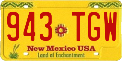 NM license plate 943TGW