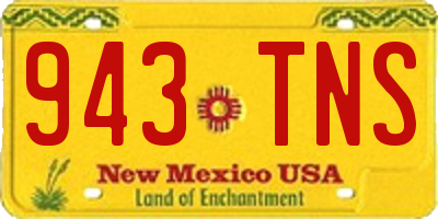 NM license plate 943TNS