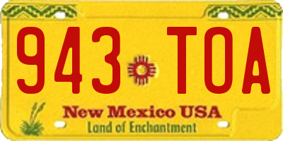 NM license plate 943TOA