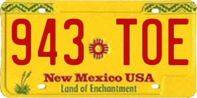 NM license plate 943TOE