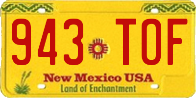 NM license plate 943TOF
