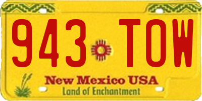 NM license plate 943TOW