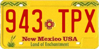 NM license plate 943TPX