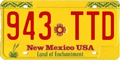 NM license plate 943TTD
