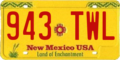 NM license plate 943TWL