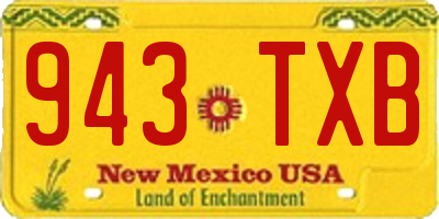 NM license plate 943TXB
