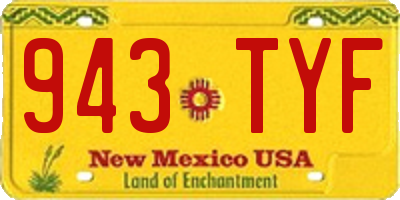 NM license plate 943TYF