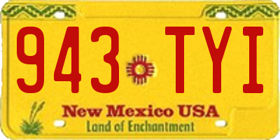 NM license plate 943TYI