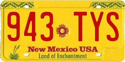 NM license plate 943TYS