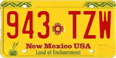 NM license plate 943TZW