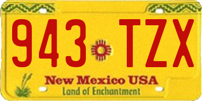 NM license plate 943TZX